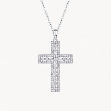 Theiaura Moissanite Cross Pendant Necklace – Bold Pavé Style - THEIAURA&CO.