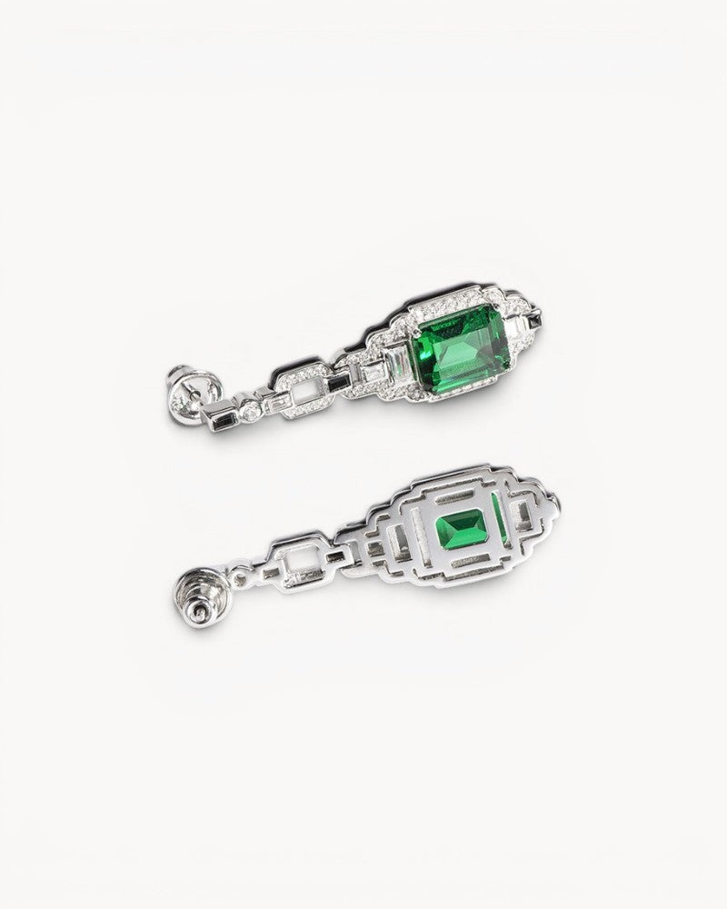 Theiaura Deco Emerald Drop Earrings - THEIAURA&CO.