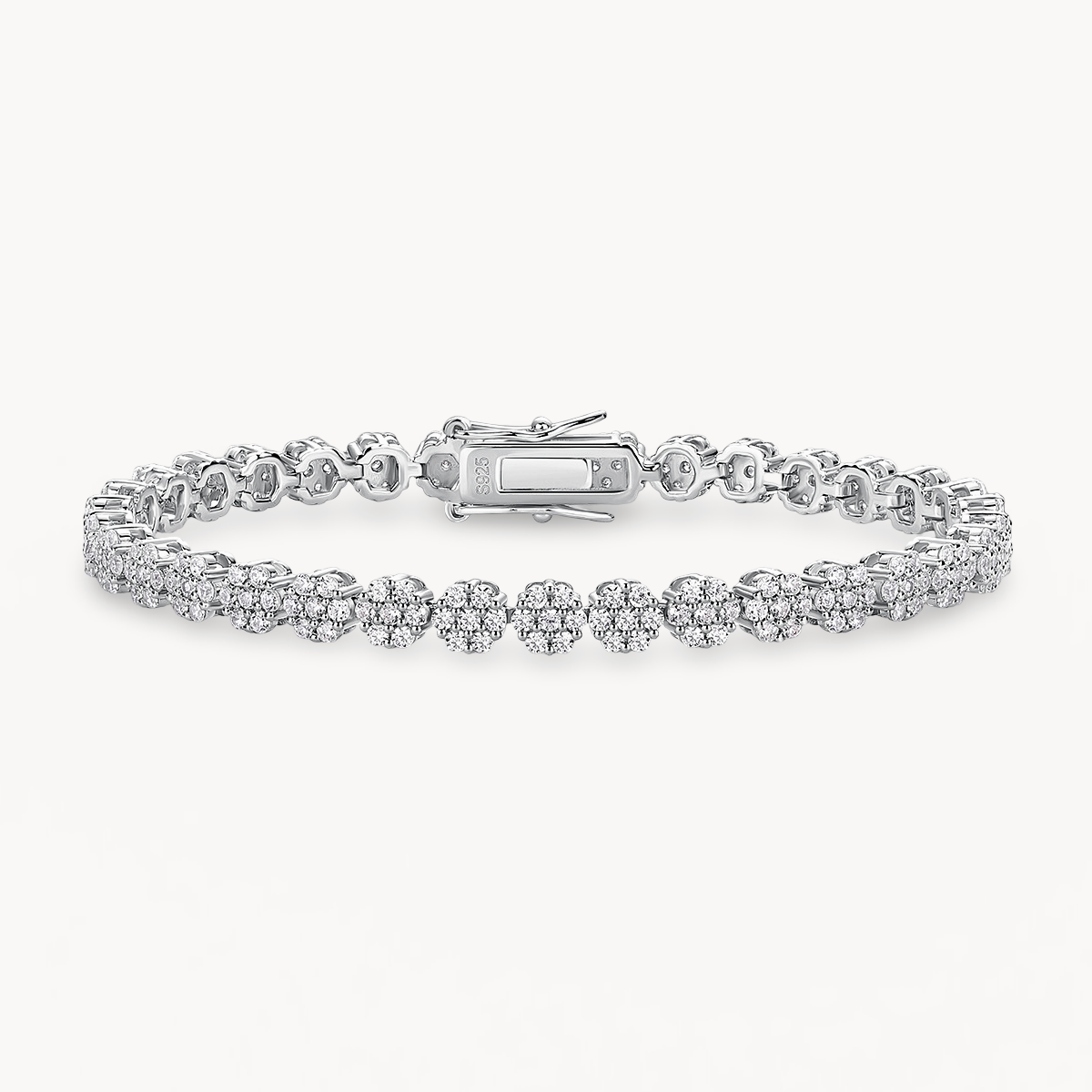 Theiaura Floral Cluster Moissanite Tennis Bracelet (3.78 Ct. Tw.) - THEIAURA&CO.