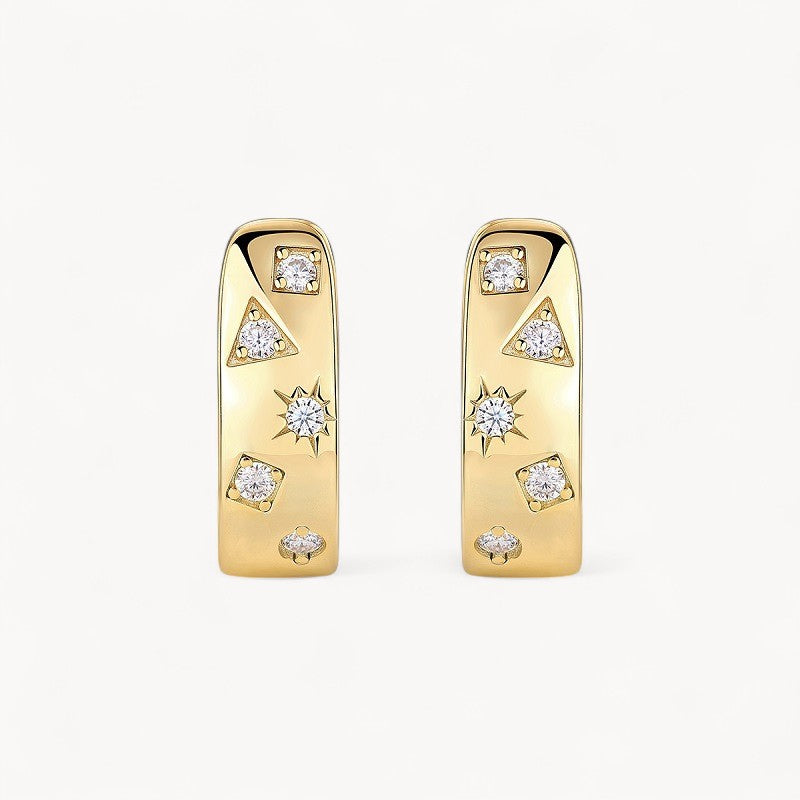 Theiaura Galaxy Moissanite Huggie Hoop Earrings - THEIAURA&CO.