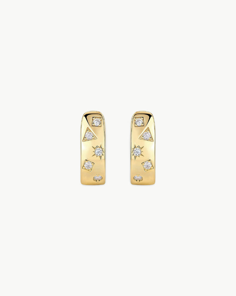 Theiaura Galaxy Moissanite Huggie Hoop Earrings - THEIAURA&CO.