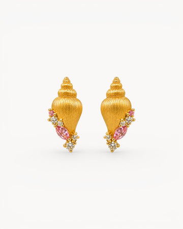 Theiaura Golden Tide Conch Stud Earrings - THEIAURA & CO.