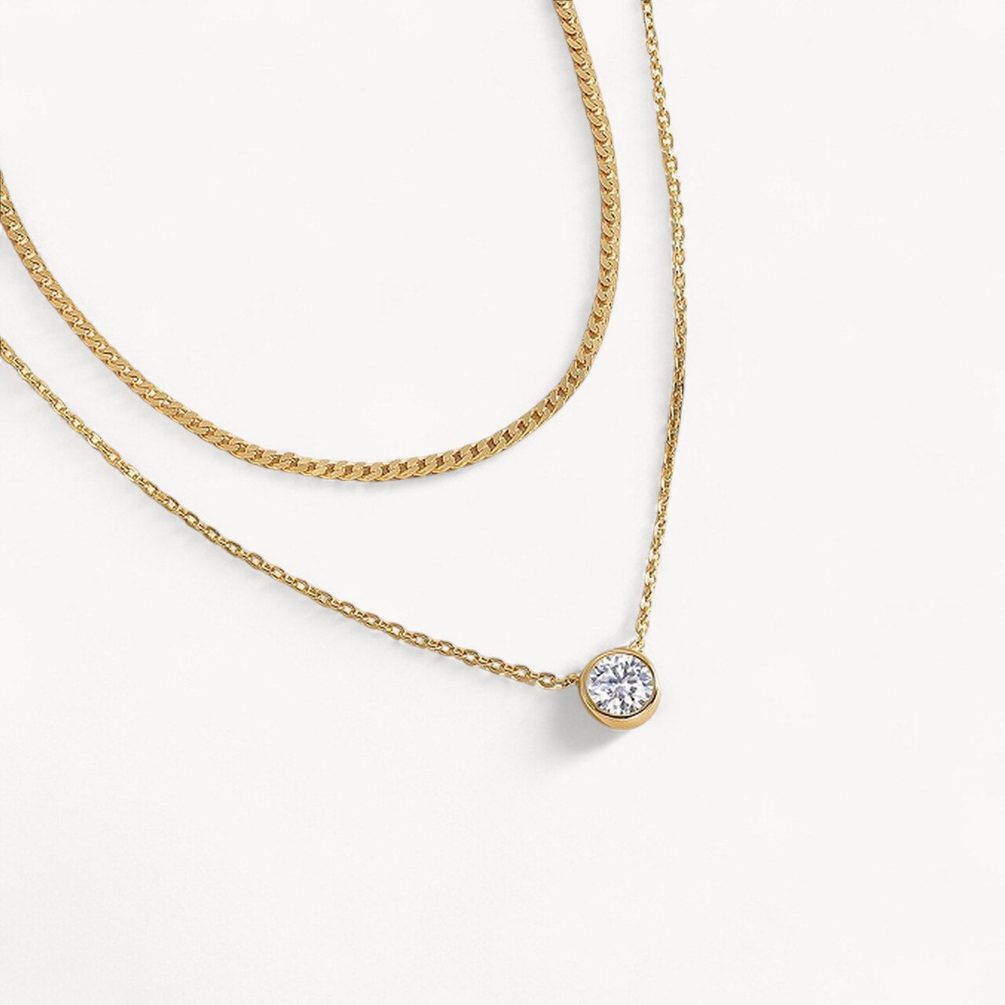 Theiaura Luminary Link Chain and Moissanite Necklace Set - THEIAURA&CO.