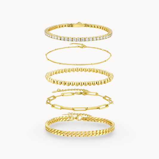 Theiaura Moissanite Stacking Bracelets – Mixed Chain Style Set (4.8 Ct. Tw.) - THEIAURA&CO.