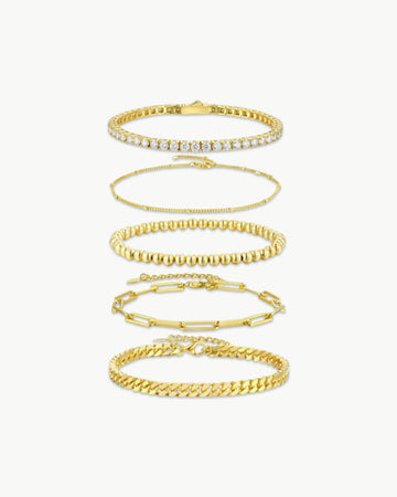 Theiaura Moissanite Stacking Bracelets – Mixed Chain Style Set - THEIAURA&CO.