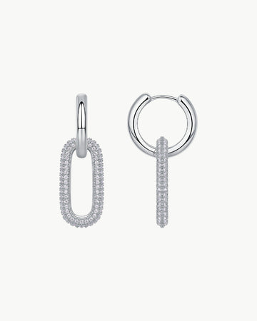 Theiaura Pavé Moissanite Paperclip Drop Earrings – Duo Link Huggie Style - THEIAURA&CO.