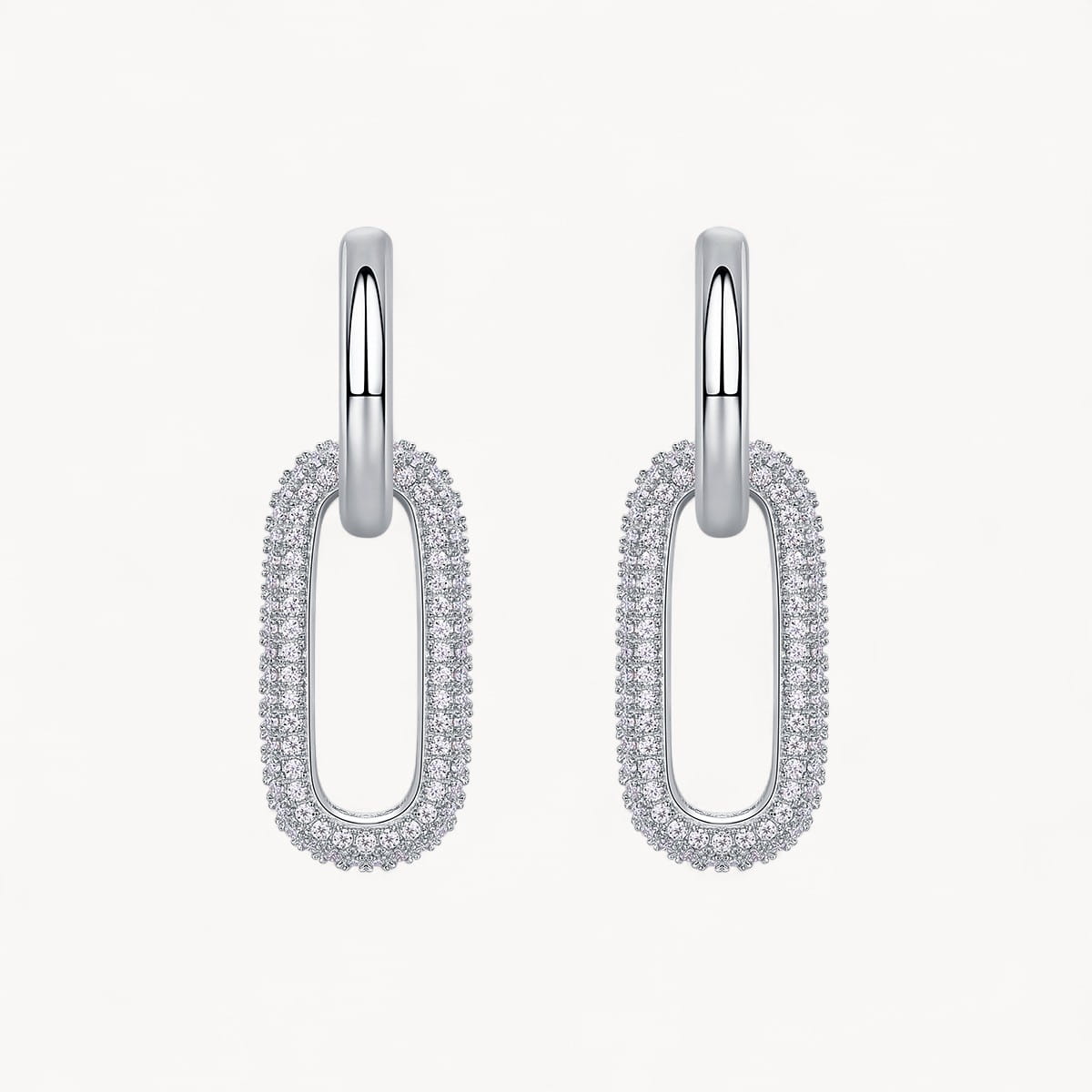 Theiaura Pavé Moissanite Paperclip Drop Earrings – Duo Link Huggie Style - THEIAURA&CO.