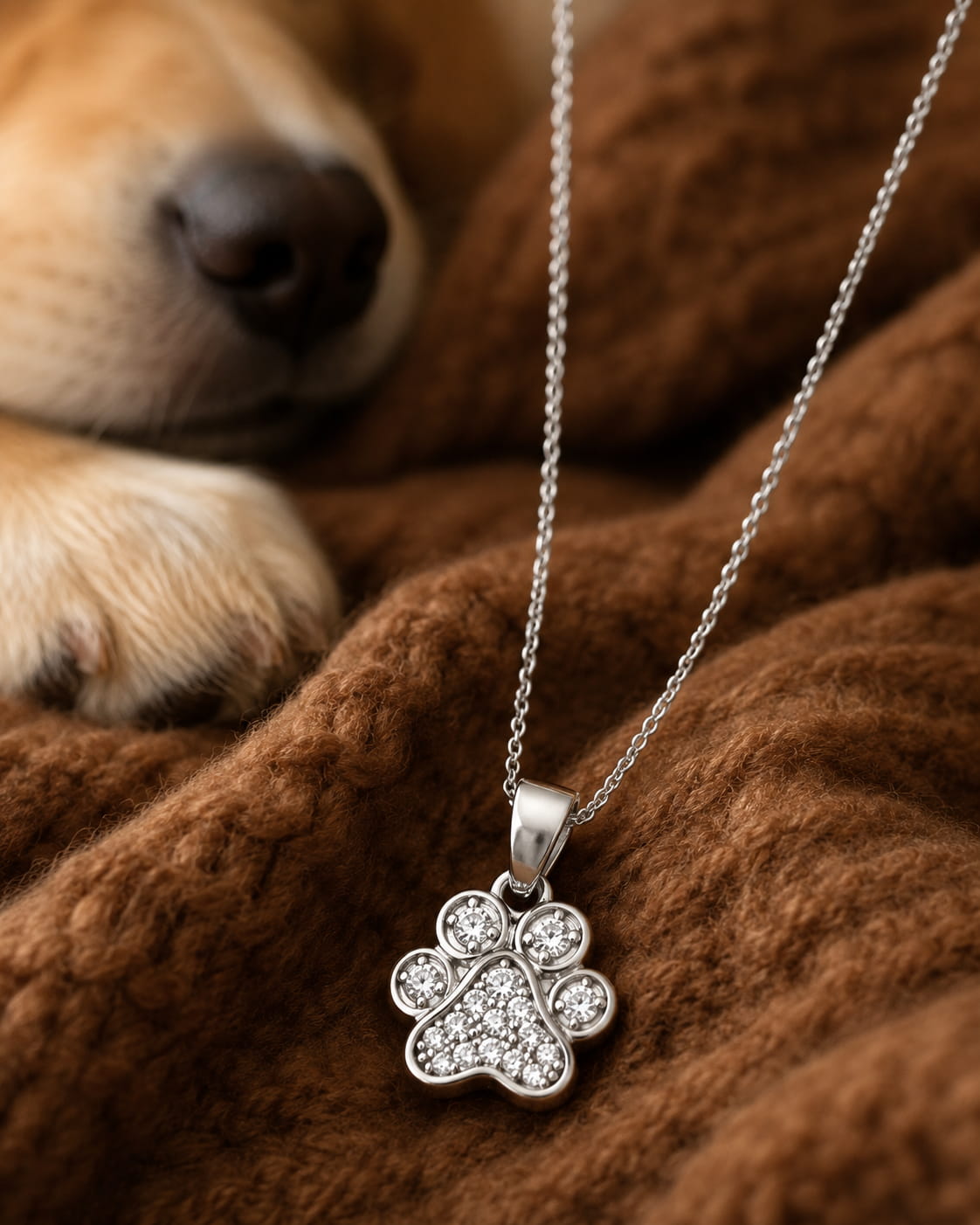 Theiaura Pavé Paw Pendant Necklace