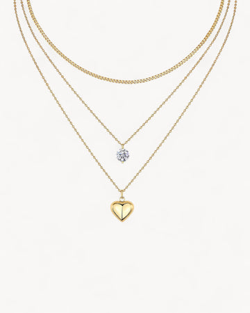 Theiaura Round Moissanite and Heart Shaped Pendant Necklace Set - THEIAURA&CO.