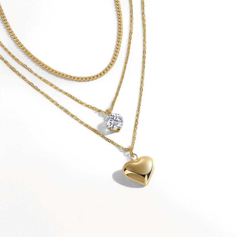 Theiaura Round Moissanite and Heart Shaped Pendant Necklace Set - THEIAURA&CO.