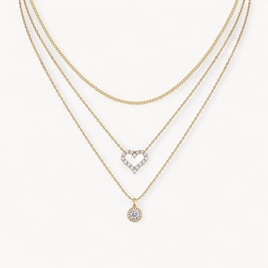 Theiaura Round and Heart Pavé Moissanite Necklace Set - THEIAURA&CO.