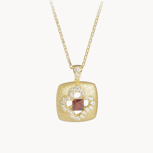 Theiaura Ruby Clover Pendant Necklace - THEIAURA&CO.