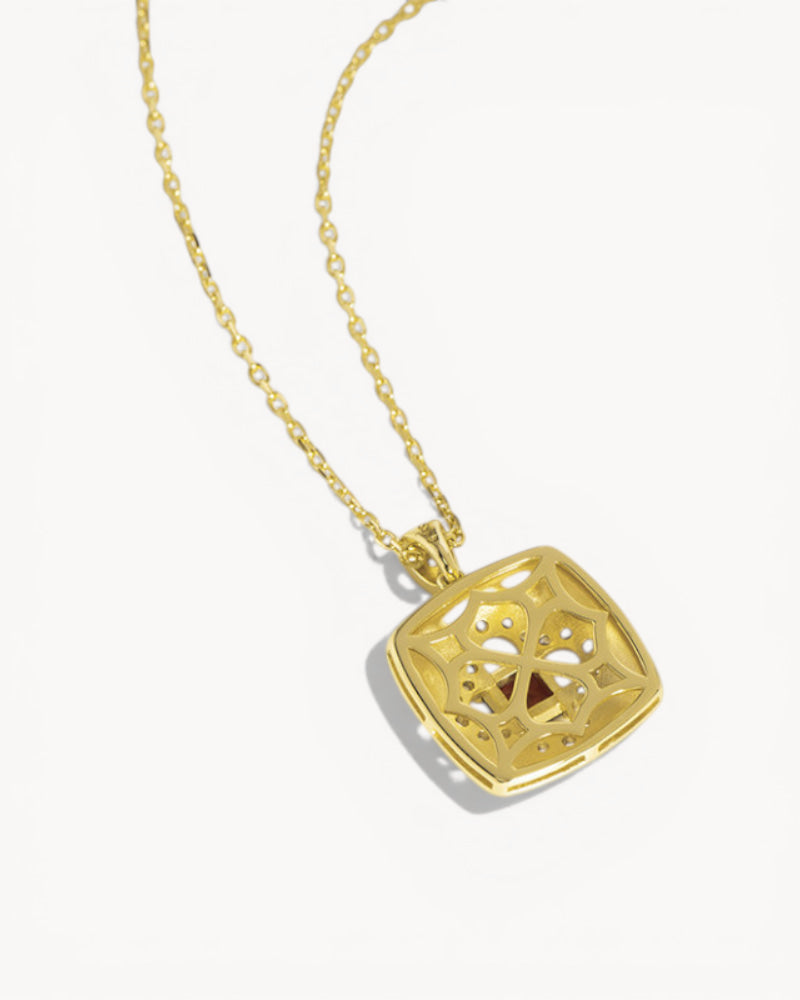 Theiaura Ruby Clover Pendant Necklace - THEIAURA&CO.
