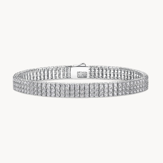 Theiaura Three-row 4-Prong 2.0mm Round Aura Moissanite Tennis Bracelet (7.2 Ct. Tw.) - THEIAURA&CO.