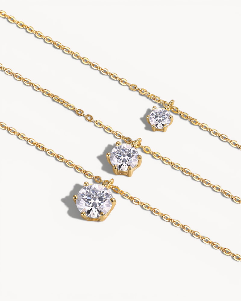 Theiaura Triple 6-prong Moissanite Necklace Set - THEIAURA&CO.