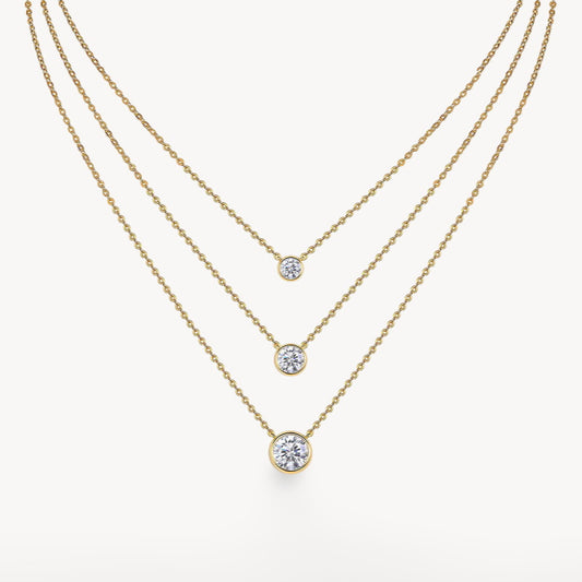 Theiaura Triple Layered Bezel Moissanite Necklace - THEIAURA&CO.