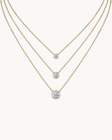 Theiaura Triple Layered Bezel Moissanite Necklace - THEIAURA&CO.