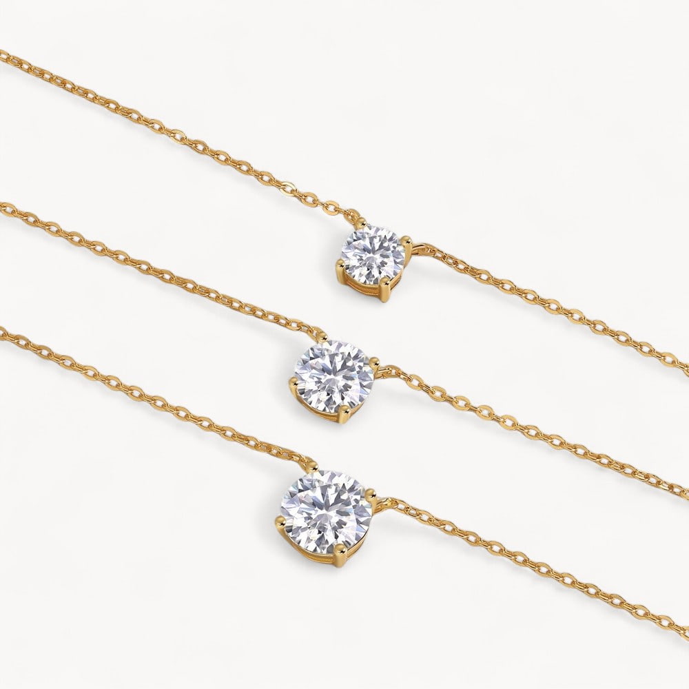 Theiaura Triple Round Moissanite Necklace Set - THEIAURA&CO.