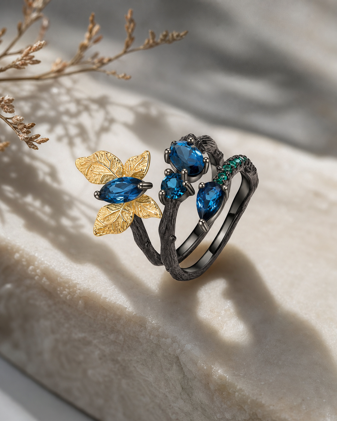 Theiaura Nocturne Butterfly Ring in a contemporary jewelry scene