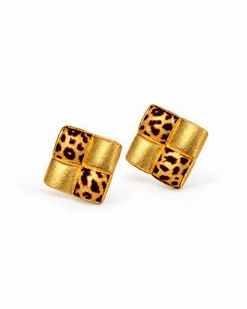 Theiaura Leopard Check Stud Earrings