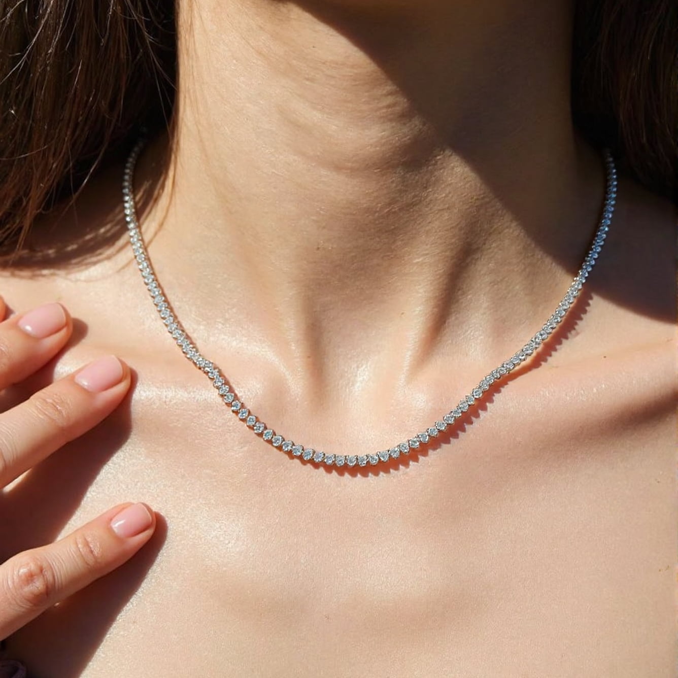 Theiaura 3-prong Moissanite Tennis Necklace (13.9 - 16.9 Ct. Tw.) - THEIAURA&CO.