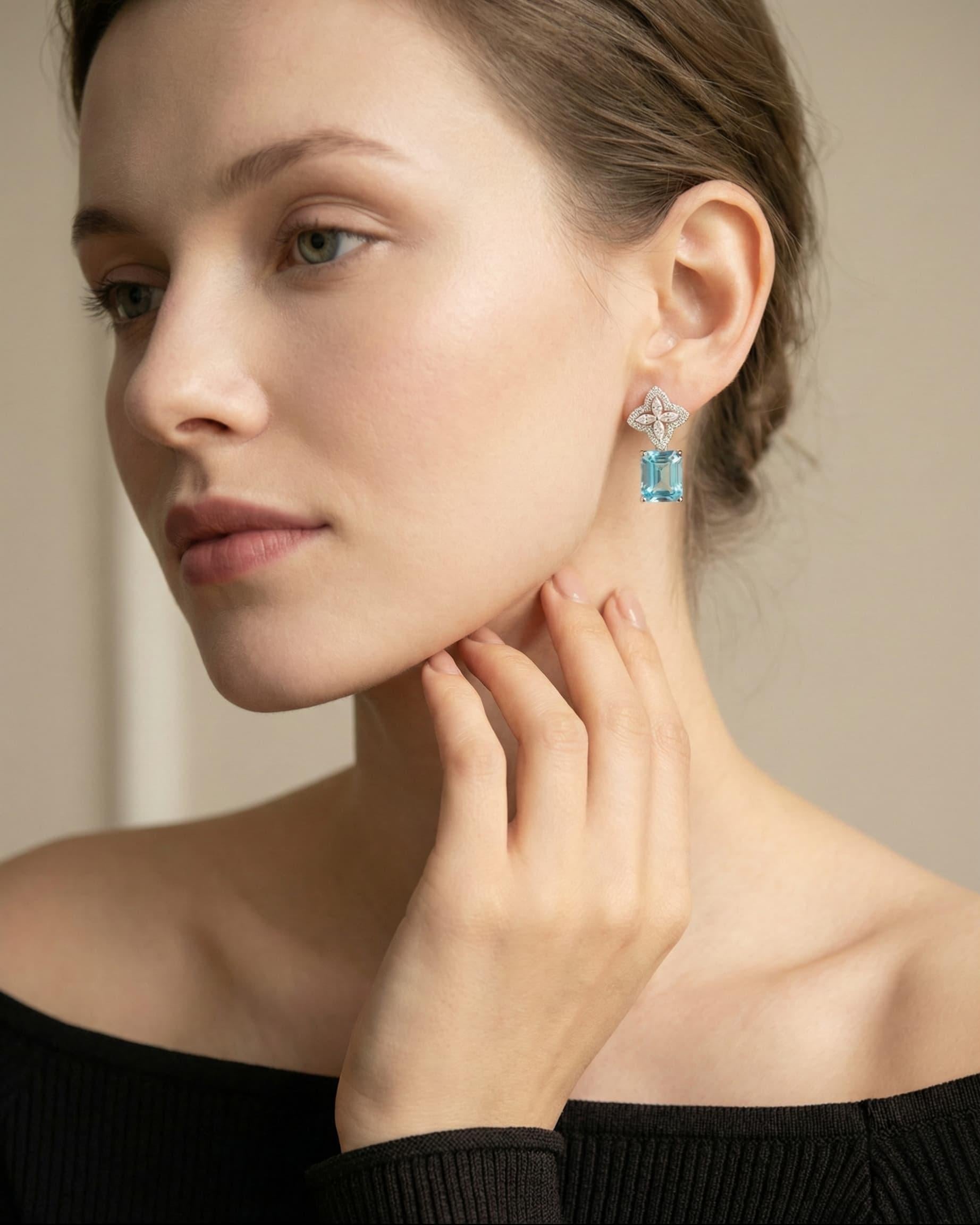 Theiaura Azure Petal Drop Earrings - THEIAURA&CO.