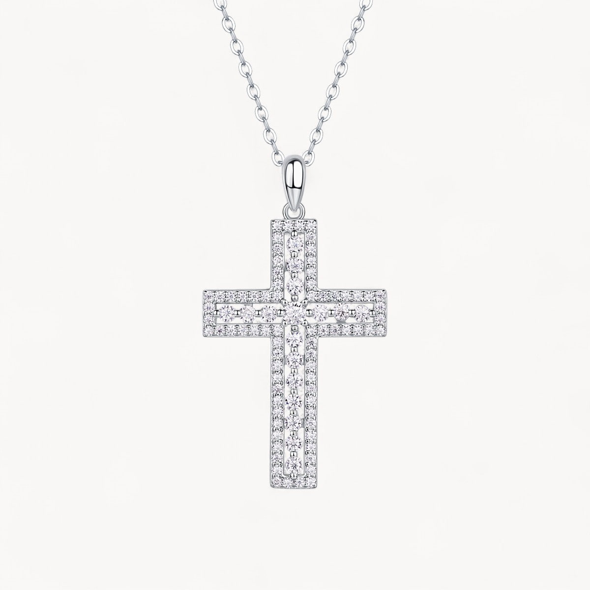 Theiaura Moissanite Cross Pendant Necklace – Bold Pavé Style - THEIAURA&CO.