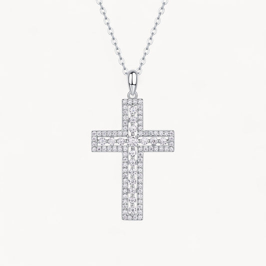 Theiaura Moissanite Cross Pendant Necklace – Bold Pavé Style - THEIAURA&CO.