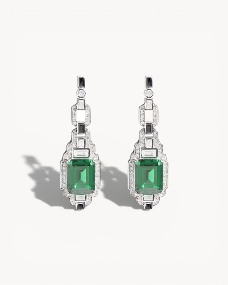 Theiaura Deco Emerald Drop Earrings - THEIAURA&CO.