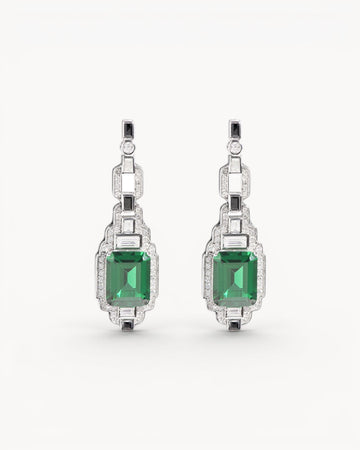 Theiaura Deco Emerald Drop Earrings - THEIAURA&CO.