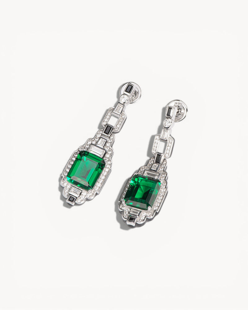 Theiaura Deco Emerald Drop Earrings - THEIAURA&CO.