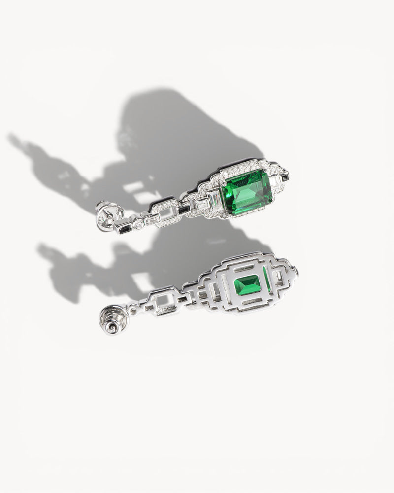 Theiaura Deco Emerald Drop Earrings - THEIAURA&CO.