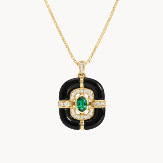 Theiaura Deco Onyx Pendant Necklace - THEIAURA&CO.