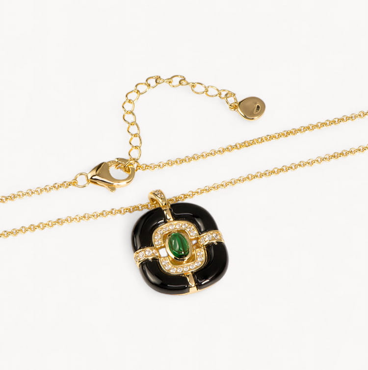 Theiaura Deco Onyx Pendant Necklace - THEIAURA&CO.