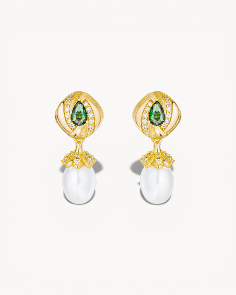 Theiaura Emerald Pearl Royale Drop Earrings - THEIAURA&CO.