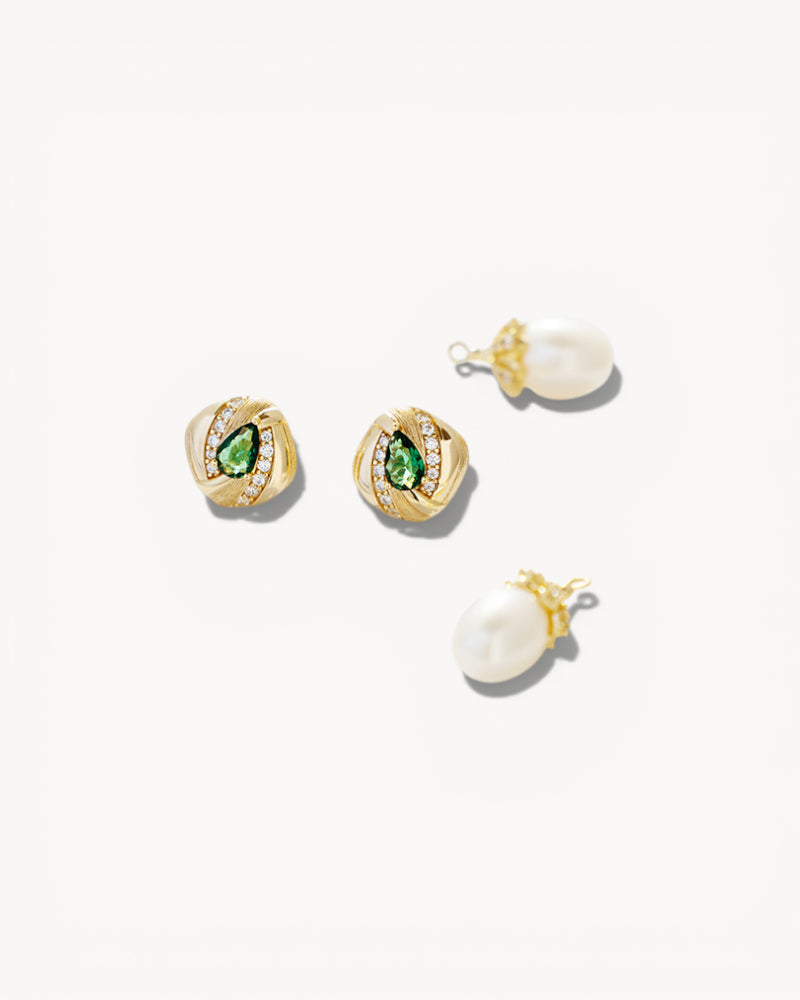 Theiaura Emerald Pearl Royale Drop Earrings - THEIAURA&CO.