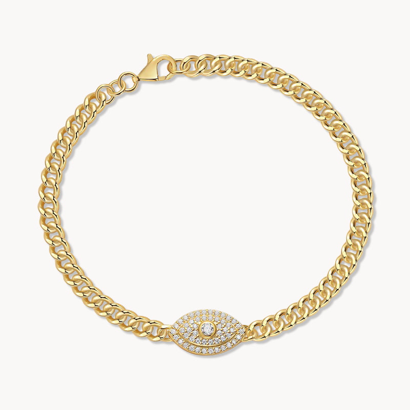Theiaura Evil Eye Moissanite Chain Bracelet - THEIAURA&CO.