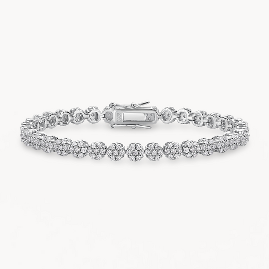 Theiaura Floral Cluster Moissanite Tennis Bracelet (3.78 Ct. Tw.)