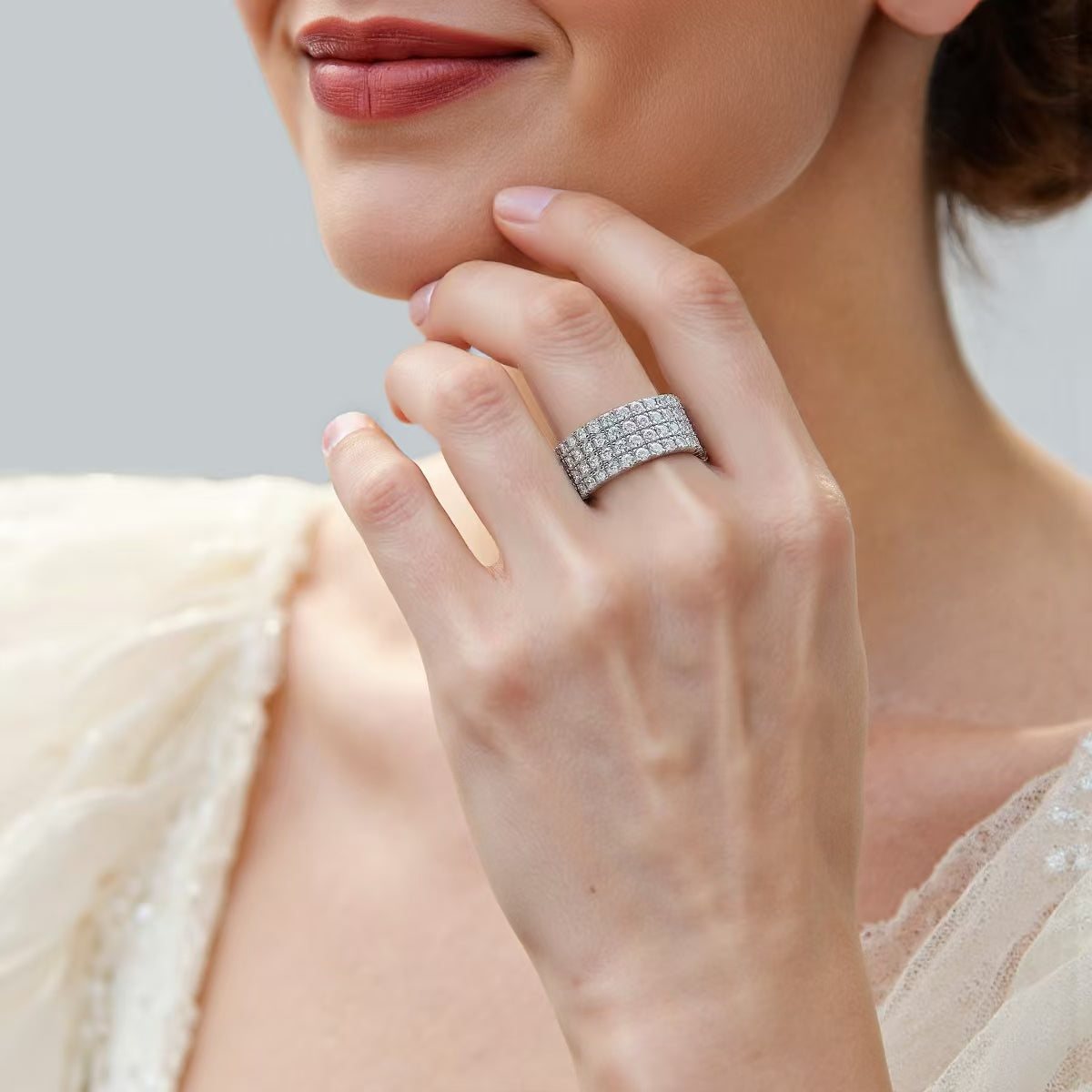 Theiaura Four Row Pavé Moissanite Ring (3.2 Ct. Tw.) - THEIAURA&CO.