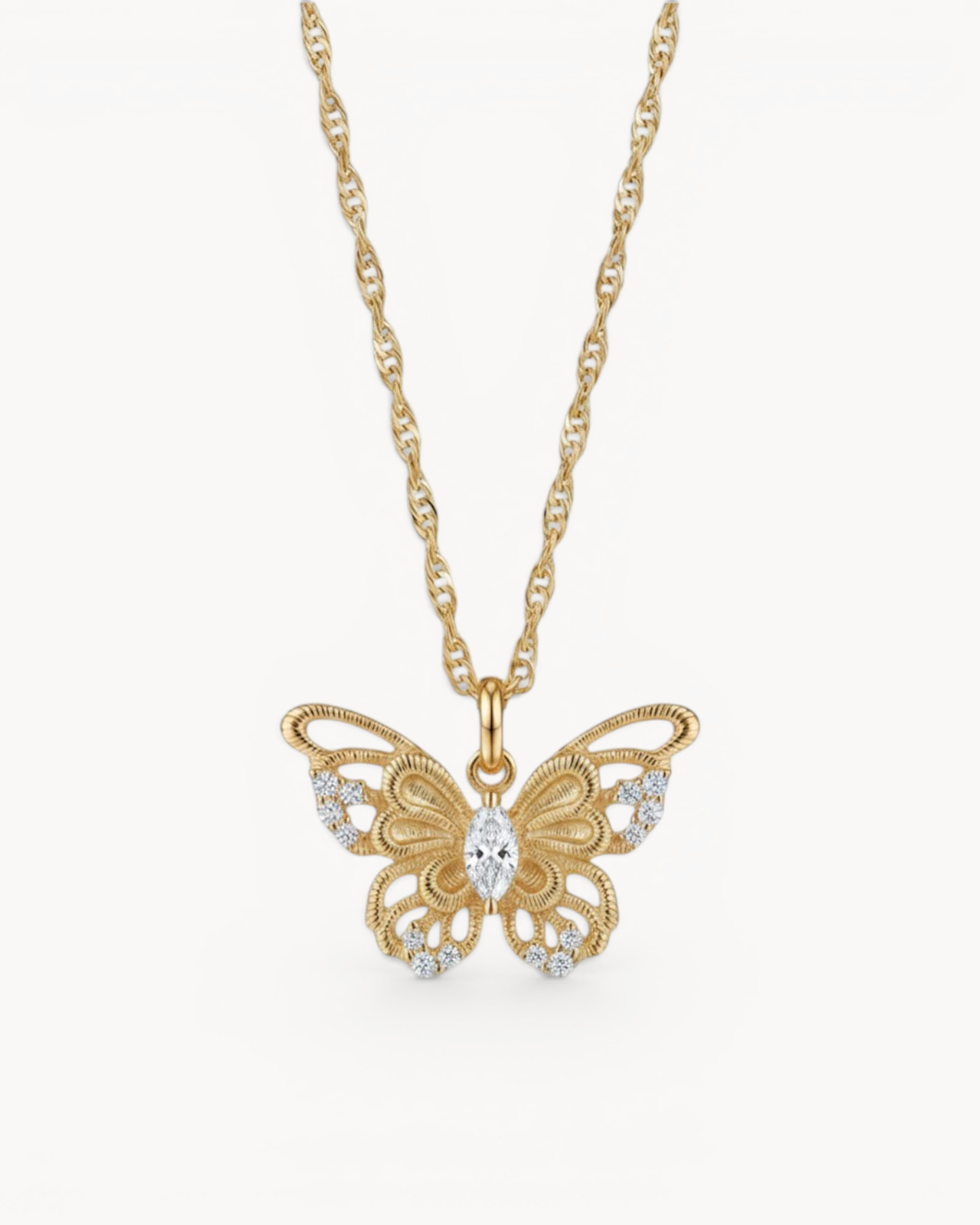 Theiaura Gilded Butterfly Pendant Necklace