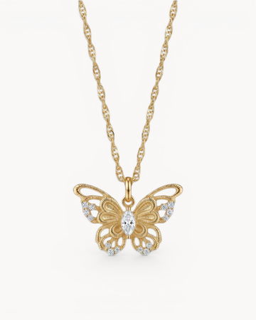 Theiaura Gilded Butterfly Pendant Necklace