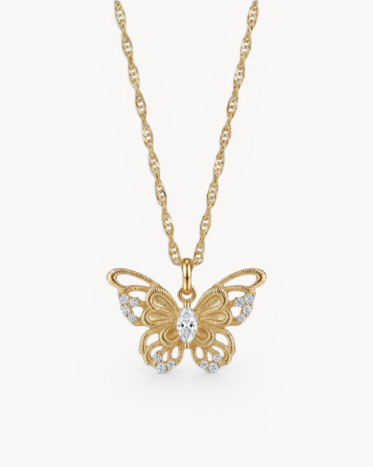 Theiaura Gilded Butterfly Pendant Necklace