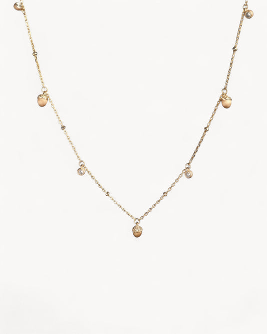 Theiaura Golden Acorn Station Necklace - THEIAURA&CO.