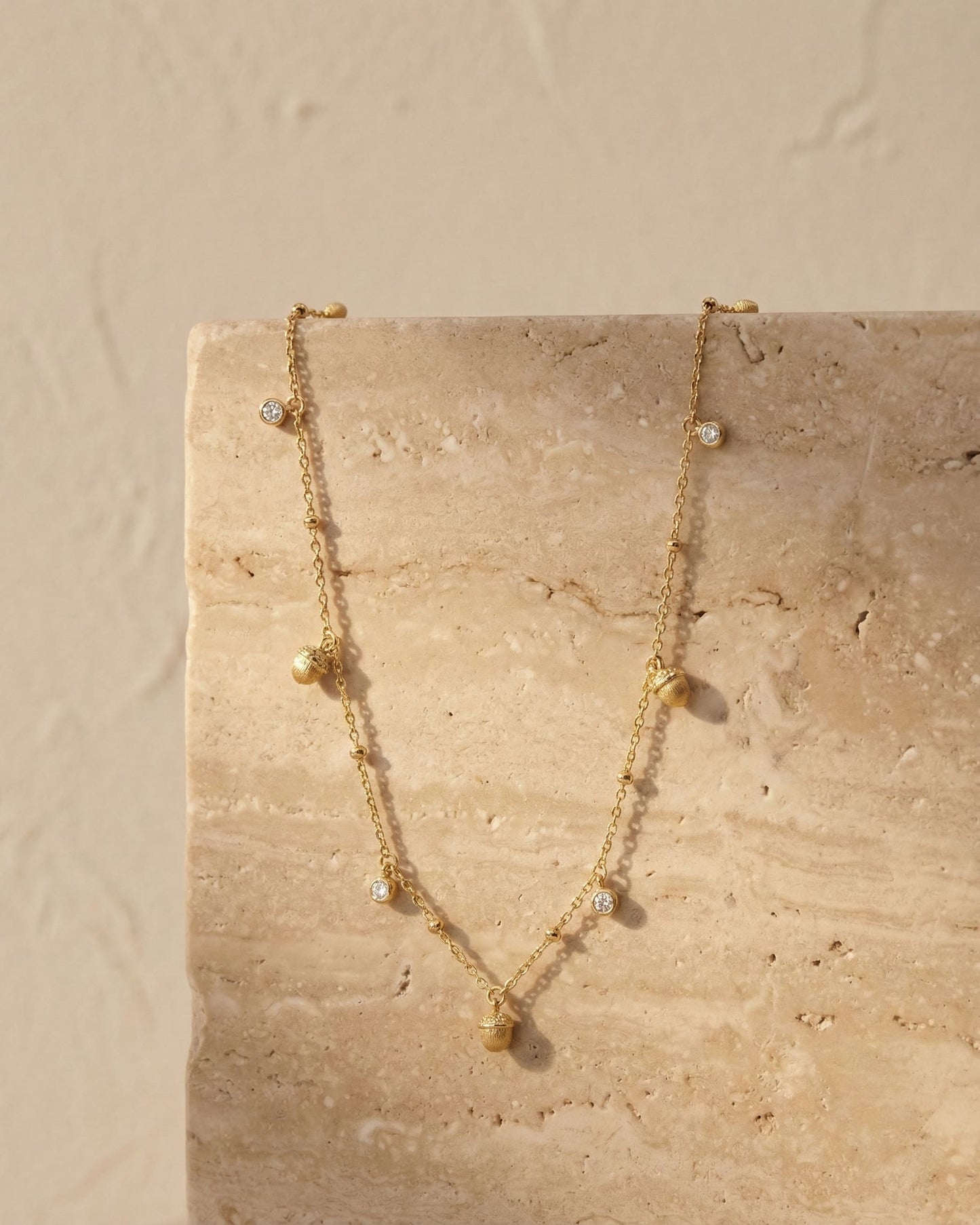 Theiaura Golden Acorn Station Necklace - THEIAURA&CO.