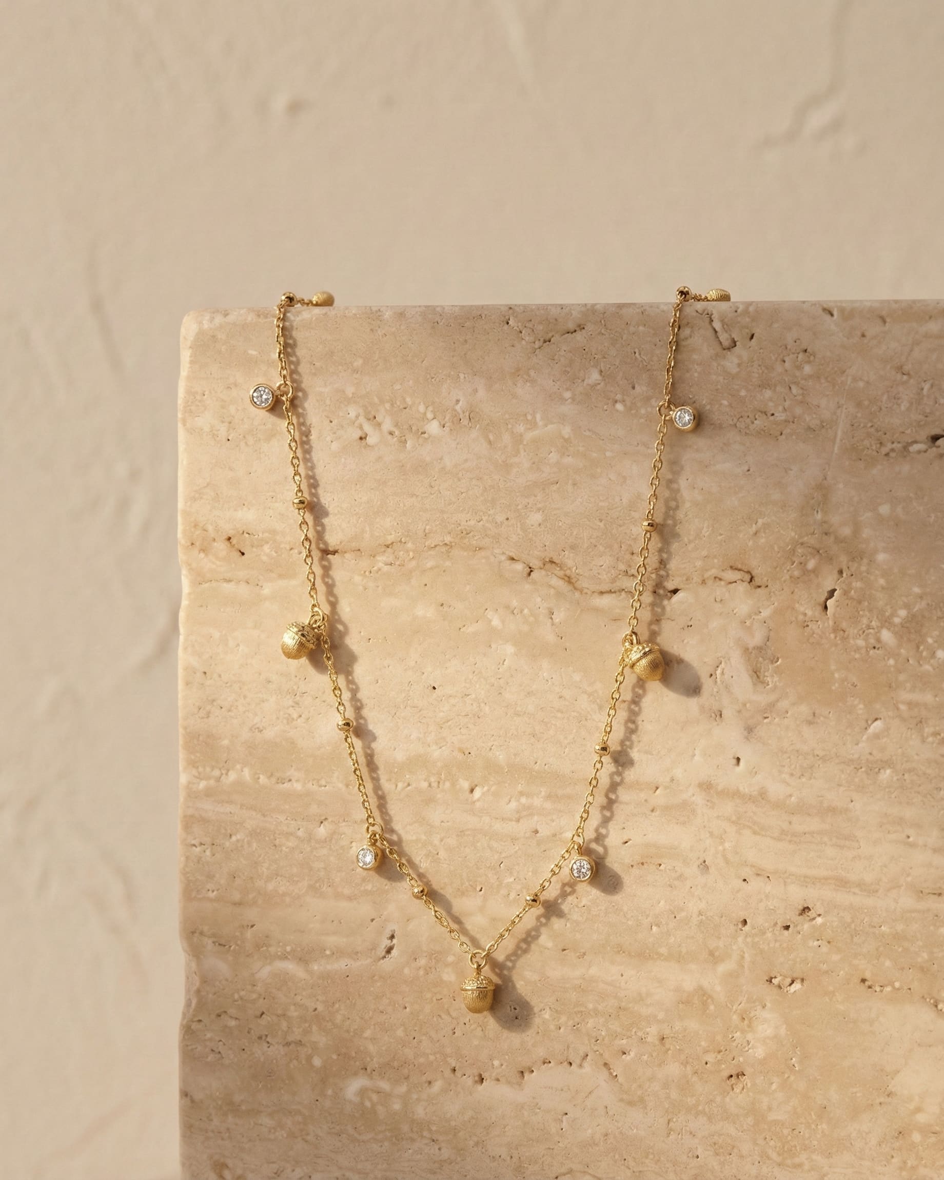 Theiaura Golden Acorn Station Necklace - THEIAURA&CO.