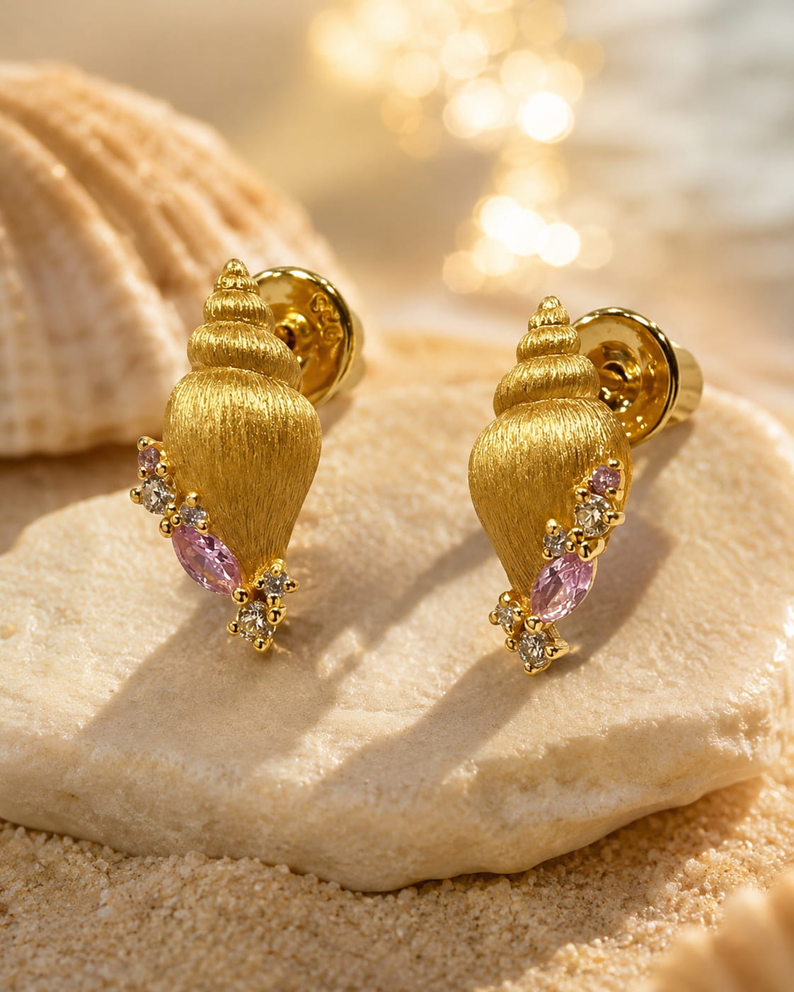 Theiaura Golden Tide Conch Stud Earrings