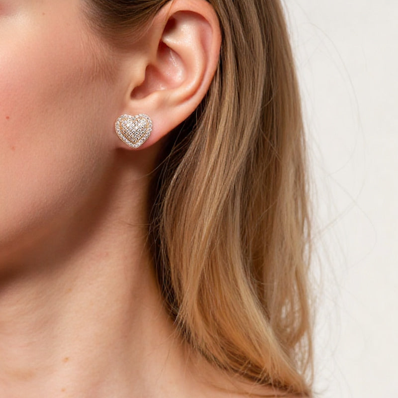 Theiaura Heart Halo Moissanite Stud Earrings - THEIAURA&CO.