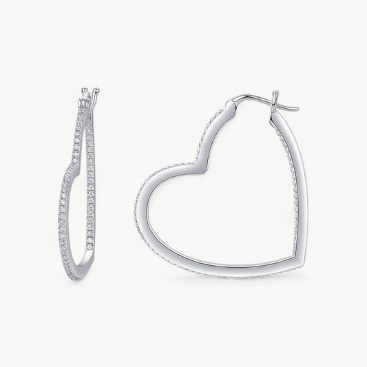 Theiaura Heart-beating Moment Pavé Moissanite Hoop Earrings - THEIAURA&CO.