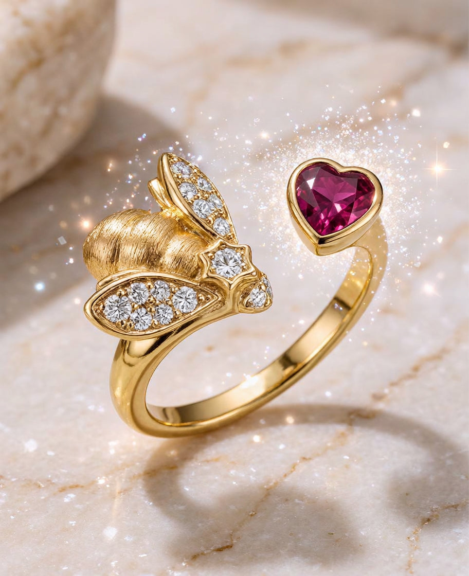 Theiaura Honeyheart Pavé Bee Open Ring