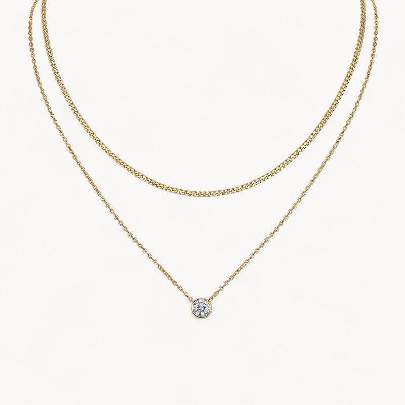 Theiaura Luminary Link Chain and Moissanite Necklace Set - THEIAURA&CO.